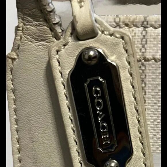 Coach Legacy Tote Bag 23108 Off-White Stripe Coated Canvas Leather - Picture 4 of 11